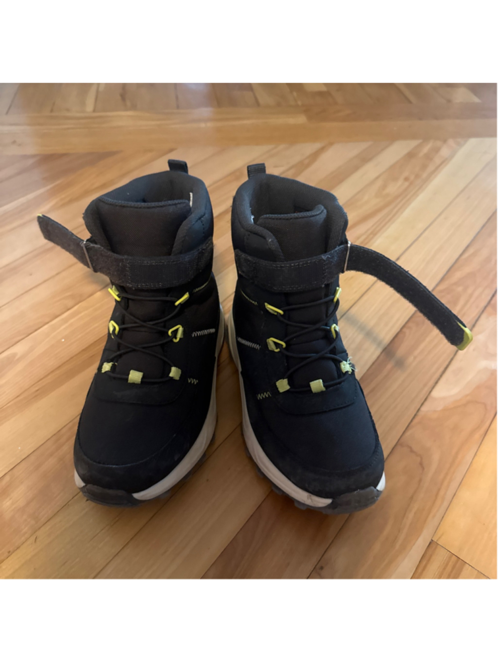 Kids Cat & Jack Black and Lime Green Winter Snow Boots